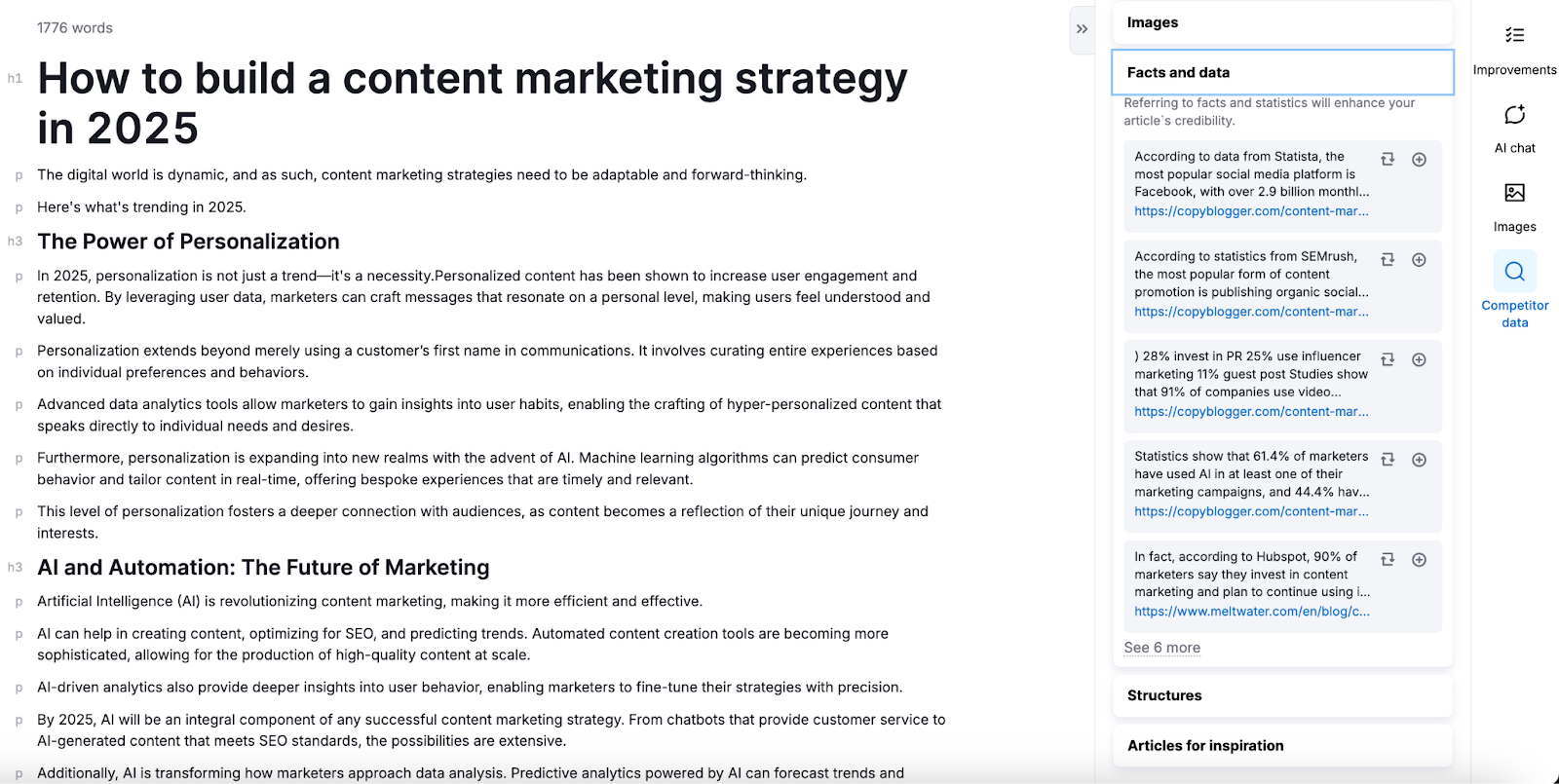 Creating articles with Semrush Content Toolkit
