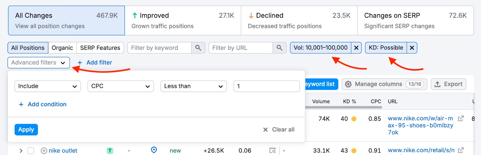 Organic Rankings Position Changes Report image 11