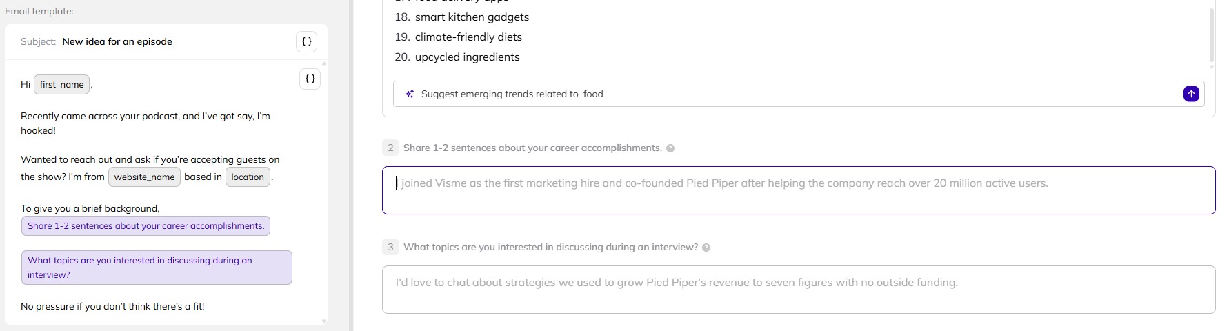 Answering setup questions for campaigns in AI Backlink Builder.